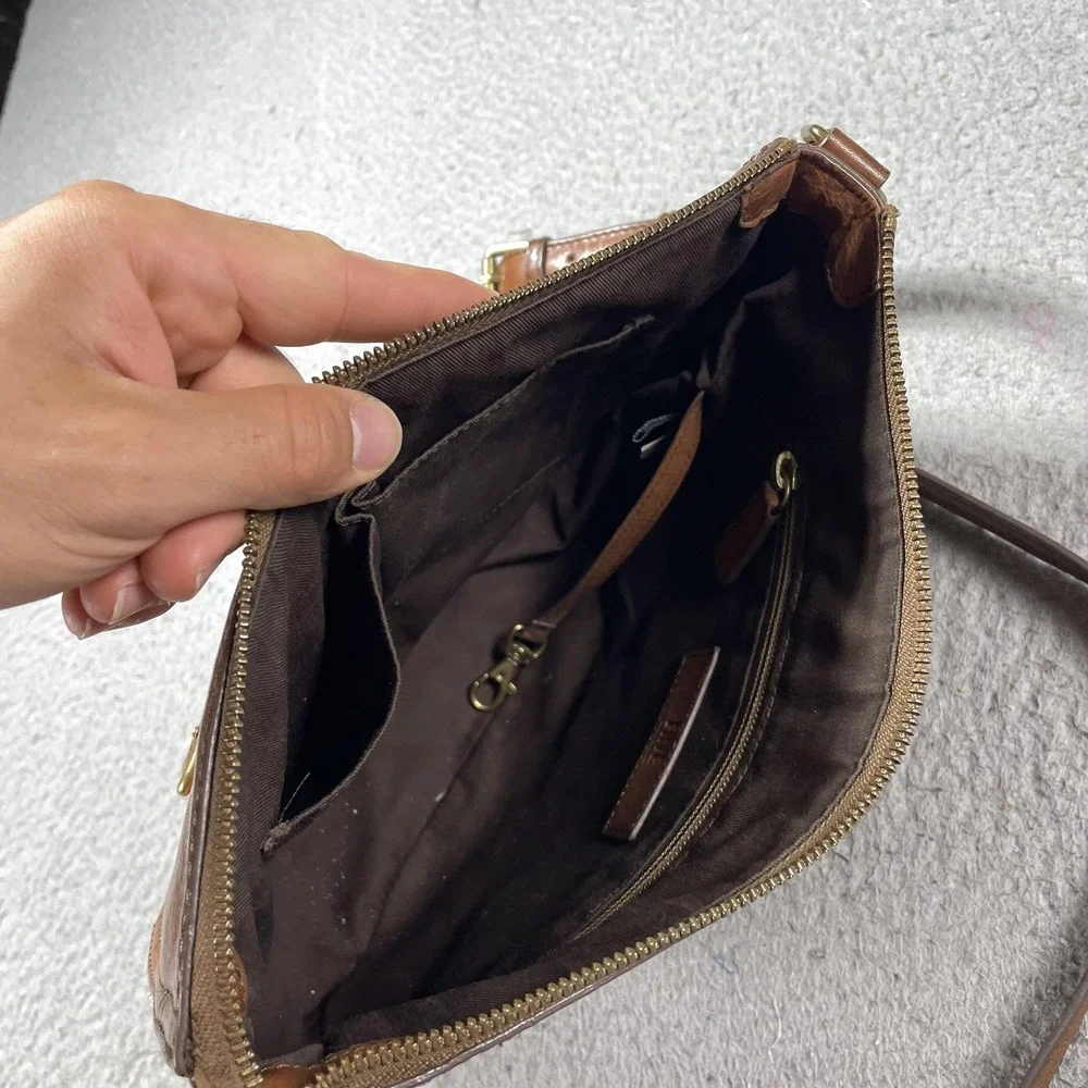 Frye Crossbody Bag Womens Small Brown Leather Buckle Claude Adjustable Strap